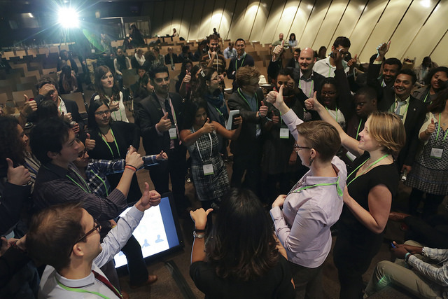 Youth innovators preparing for their pitches at the Global Landscapes Forum Dragons Den. Picture credit: Andrew Wheeler for Wild Dog Limited / WLE_CGIAR 2015