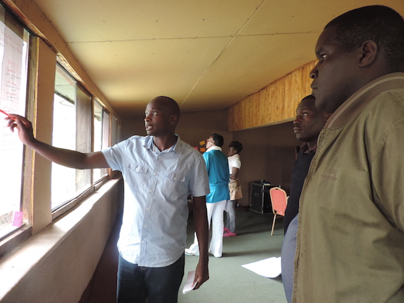 Duncan Cheruiyot one of the YPARD Face to Face mentees shares his achievement at the retreat session in Naivasha