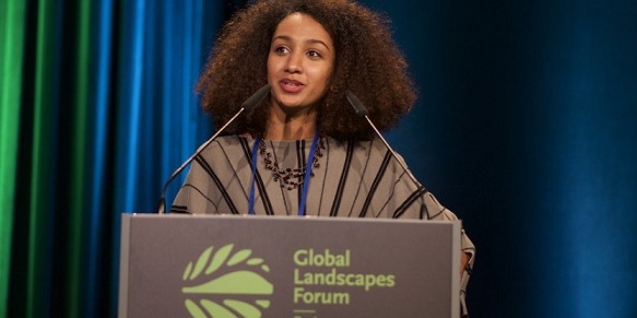 Salina Abraham, youth representative at the closing ceremony of Global Landscapes Forum 2015